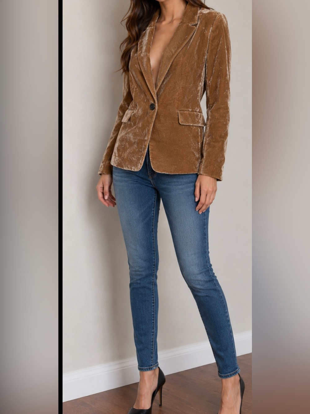Banana Republic Velvet Blazer Women’s Size 6 Brown 1-Button Lined